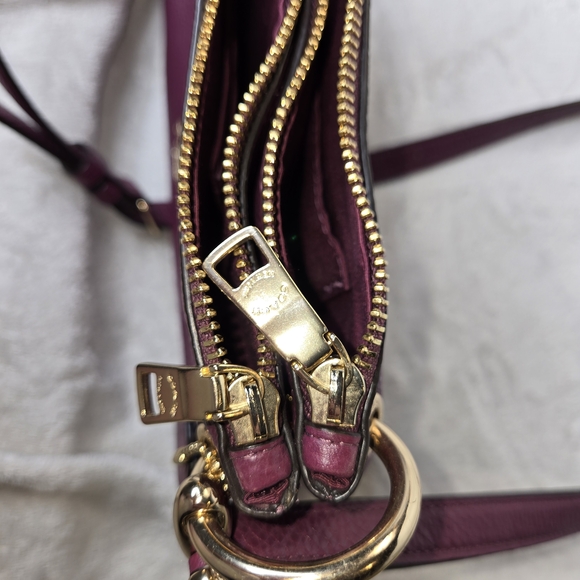 Coach Mia Crossbody Pebbled Leather Bag in Dark Berry Burgundy EUC Auth. F76645 - Picture 7 of 15